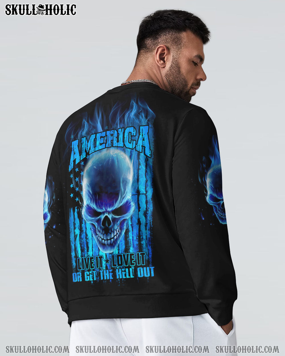 AMERICA LIVE IT FIRE SKULL FLAG ALL OVER PRINT - TLNO0510222
