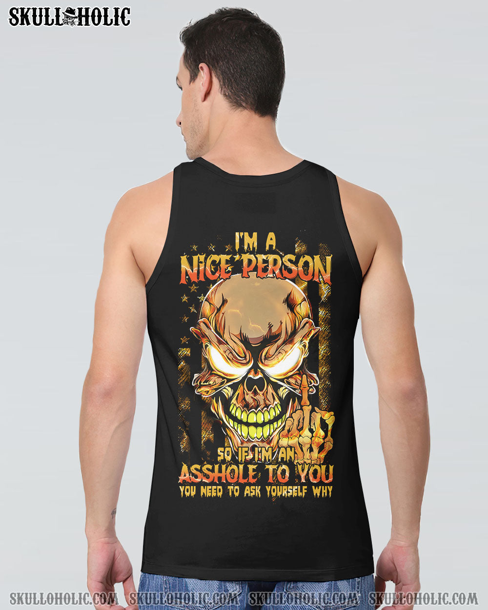 I'M A NICE PERSON FIRE SKULL FLAG ALL OVER PRINT - TLTM2710223