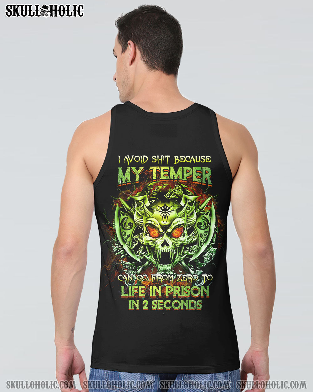 MY TEMPER CAN GO FROM ZERO SKULL ALL OVER PRINT - YHTG0710222
