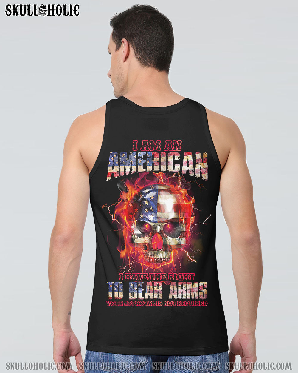 I AM AN AMERICAN FIRE SKULL FLAG ALL OVER PRINT - TLNZ1409221