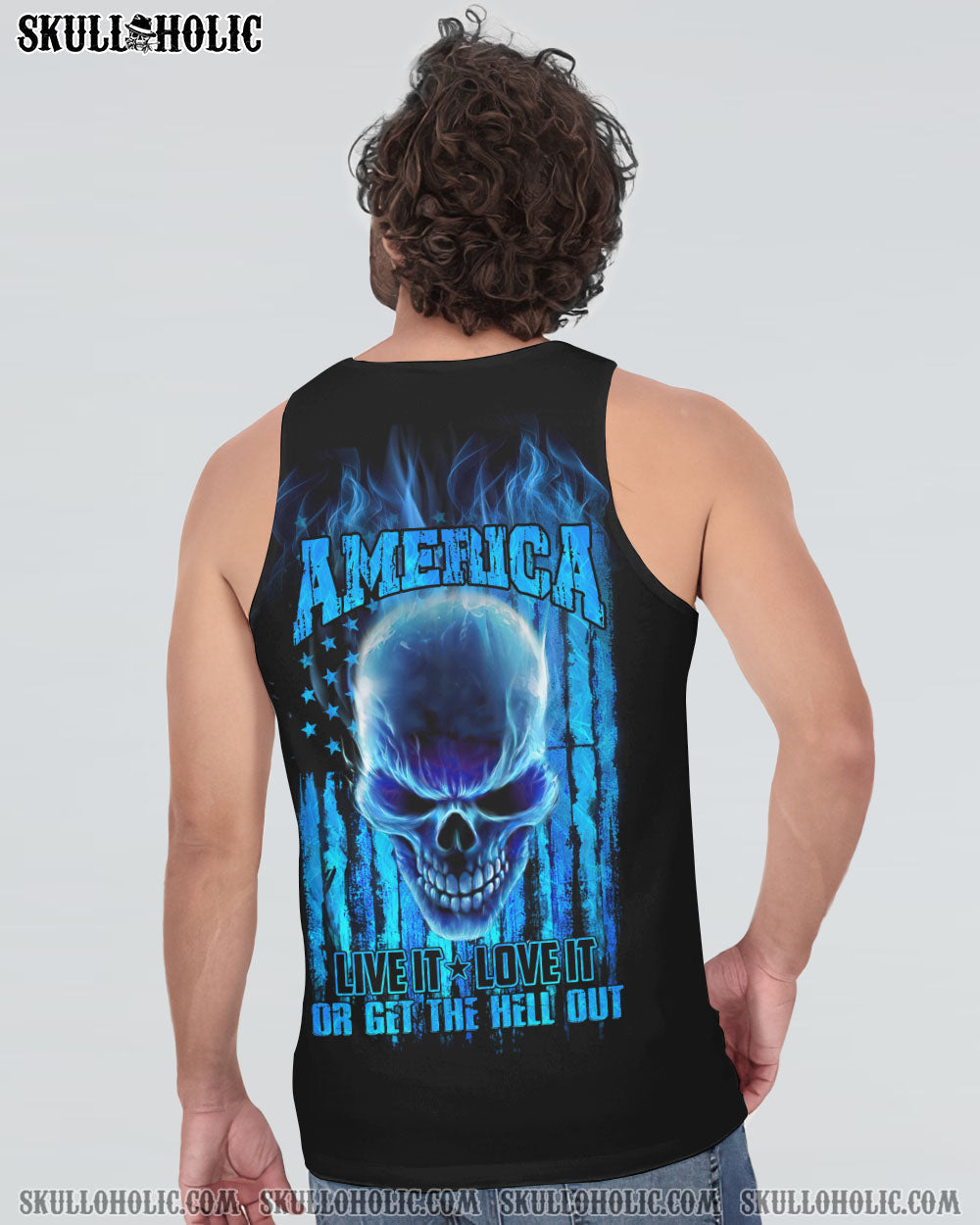 AMERICA LIVE IT FIRE SKULL FLAG ALL OVER PRINT - TLNO0510222