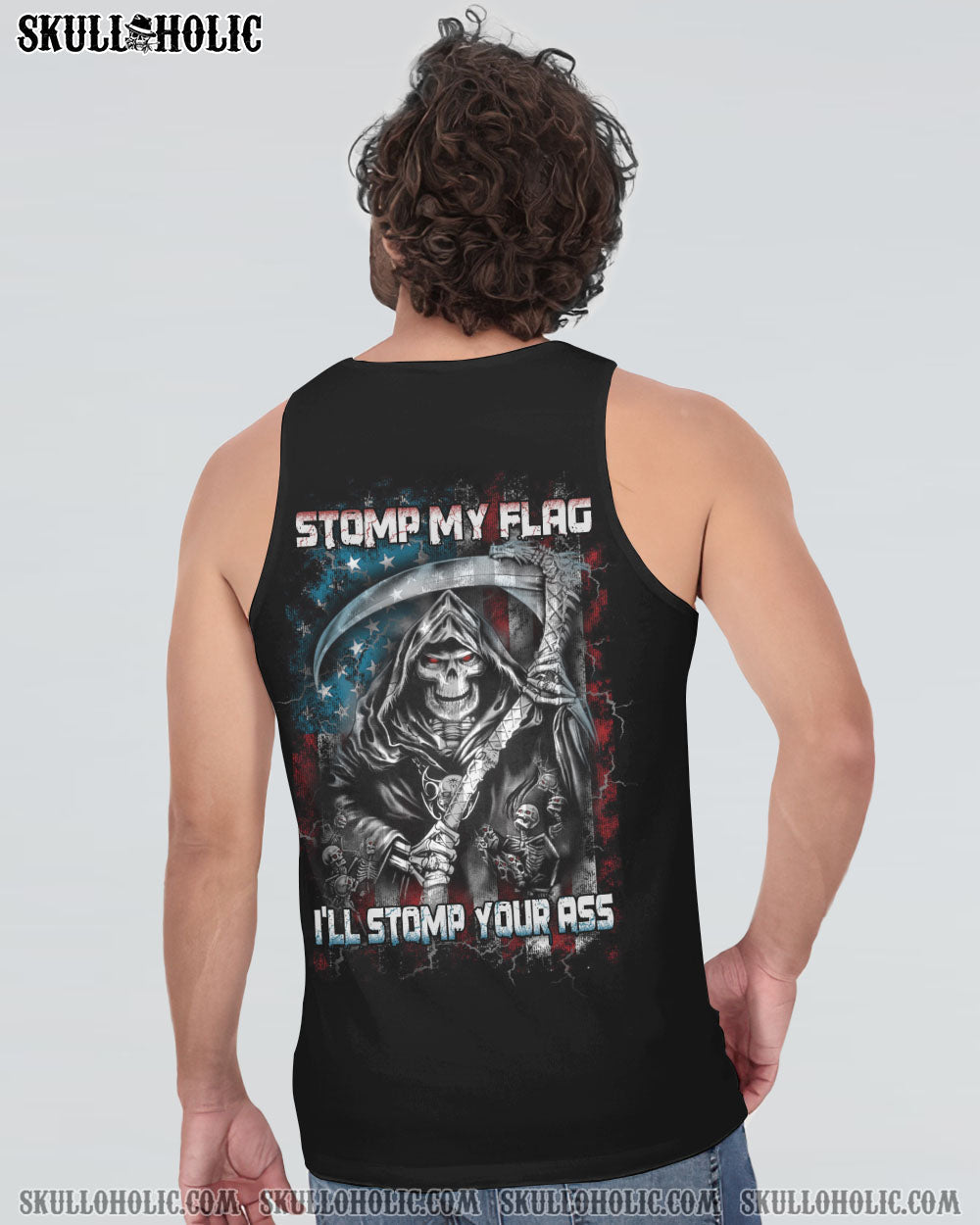 STOMP MY FLAG PATRIOTIC SKULL REAPER ALL OVER PRINT - YHTH1509221