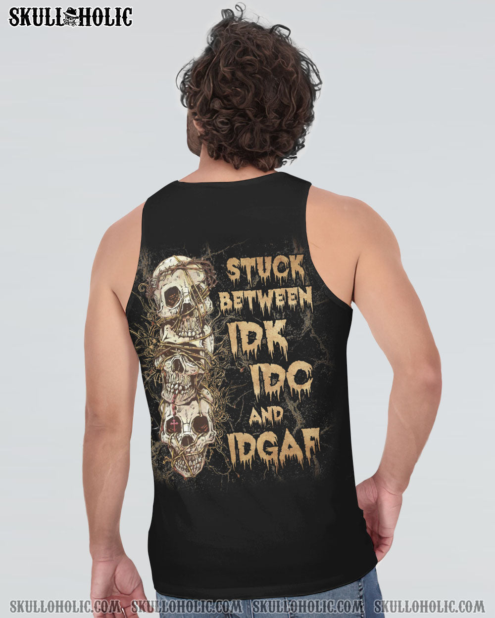 STUCK BETWEEN IDK IDC AND IDGAF SKULL ALL OVER PRINT - YHLN2312221