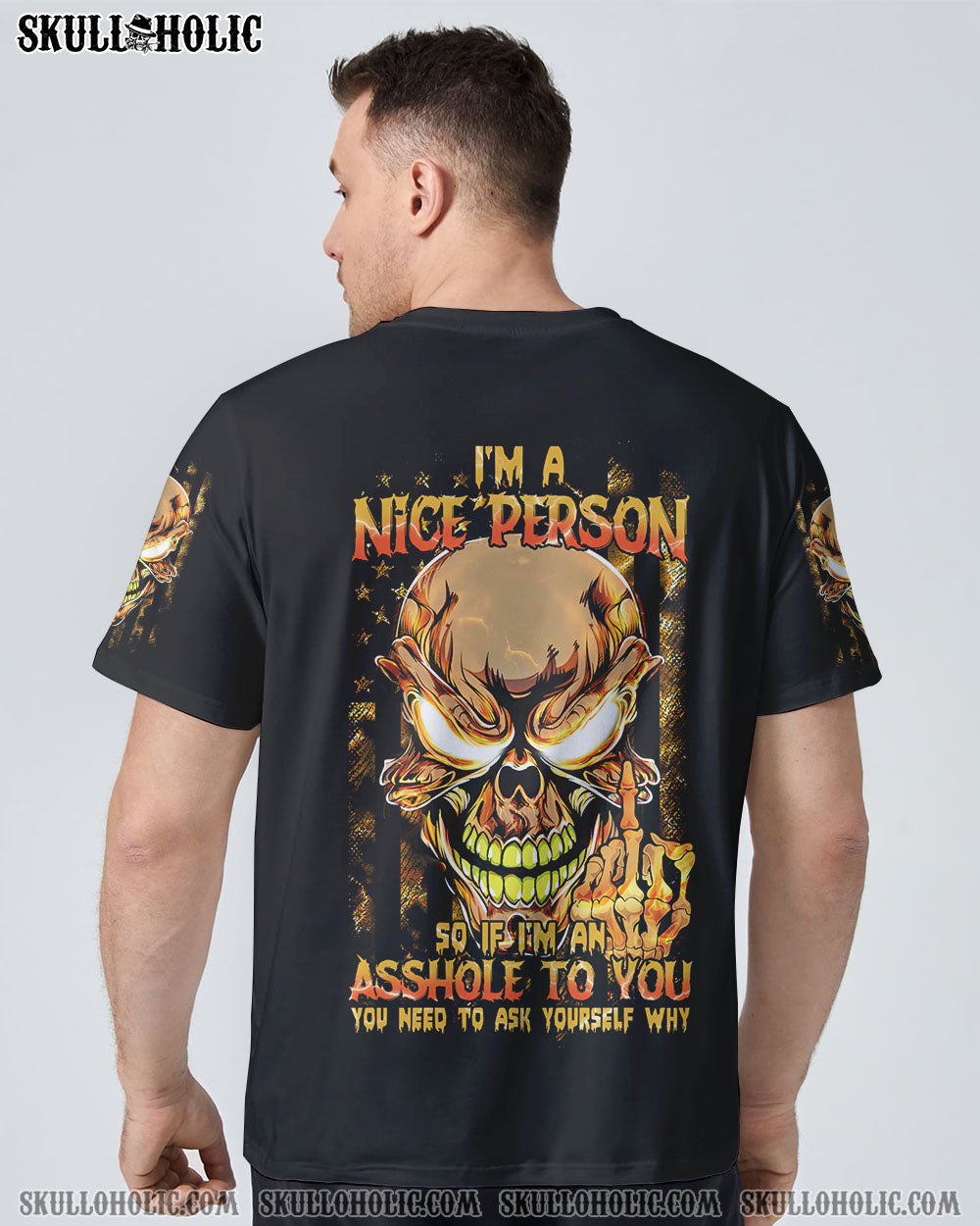 I'M A NICE PERSON FIRE SKULL FLAG ALL OVER PRINT - TLTM2710223