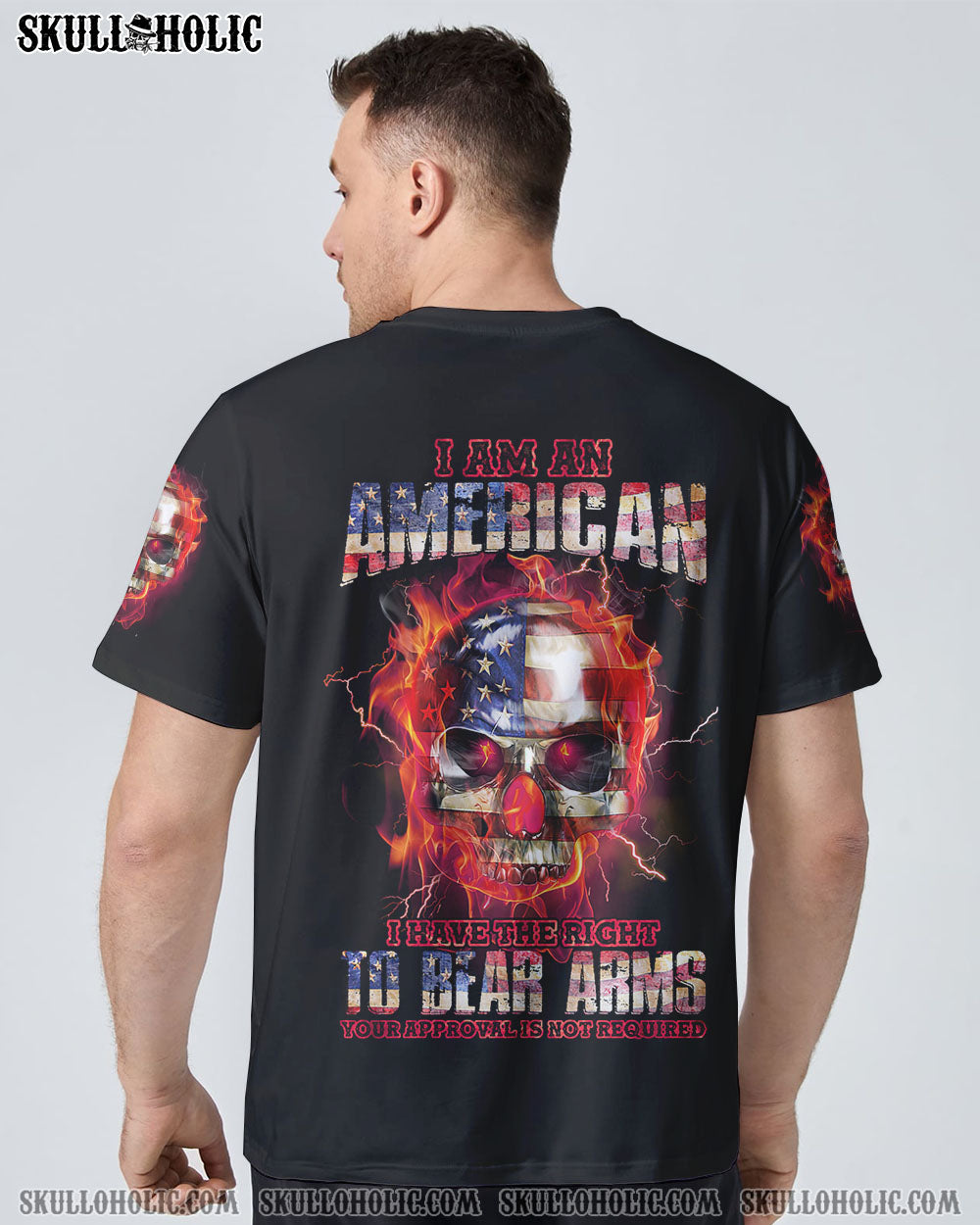 I AM AN AMERICAN FIRE SKULL FLAG ALL OVER PRINT - TLNZ1409221