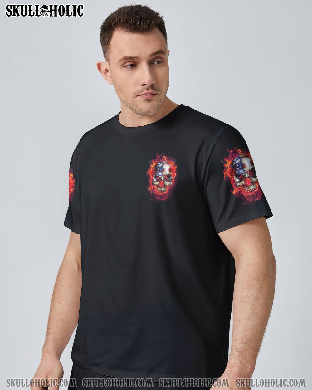 I AM AN AMERICAN FIRE SKULL FLAG ALL OVER PRINT - TLNZ1409221