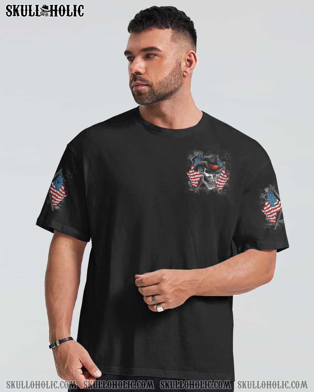 AMERICA LIVE IT LOVE IT SKULL WITH FLAG ALL OVER PRINT - TLTM2109222