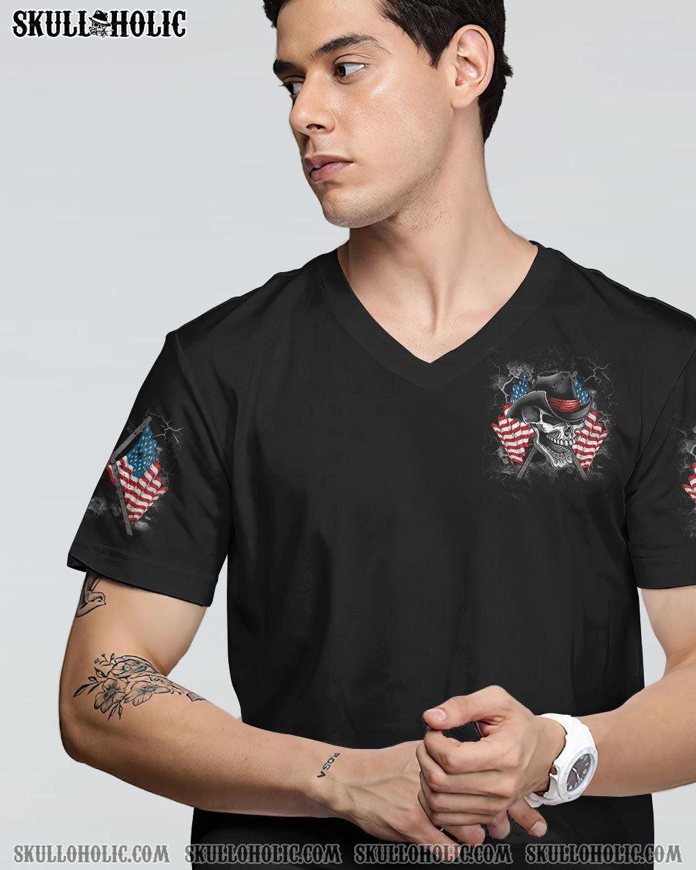 AMERICA LIVE IT LOVE IT SKULL WITH FLAG ALL OVER PRINT - TLTM2109222