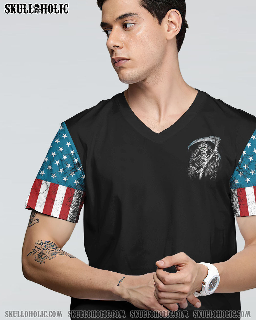 STOMP MY FLAG PATRIOTIC SKULL REAPER ALL OVER PRINT - YHTH1509221