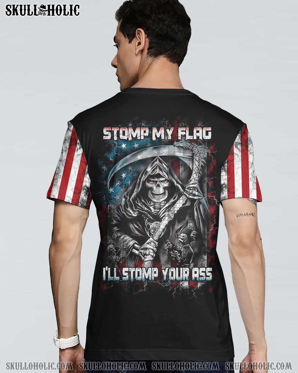 STOMP MY FLAG PATRIOTIC SKULL REAPER ALL OVER PRINT - YHTH1509221