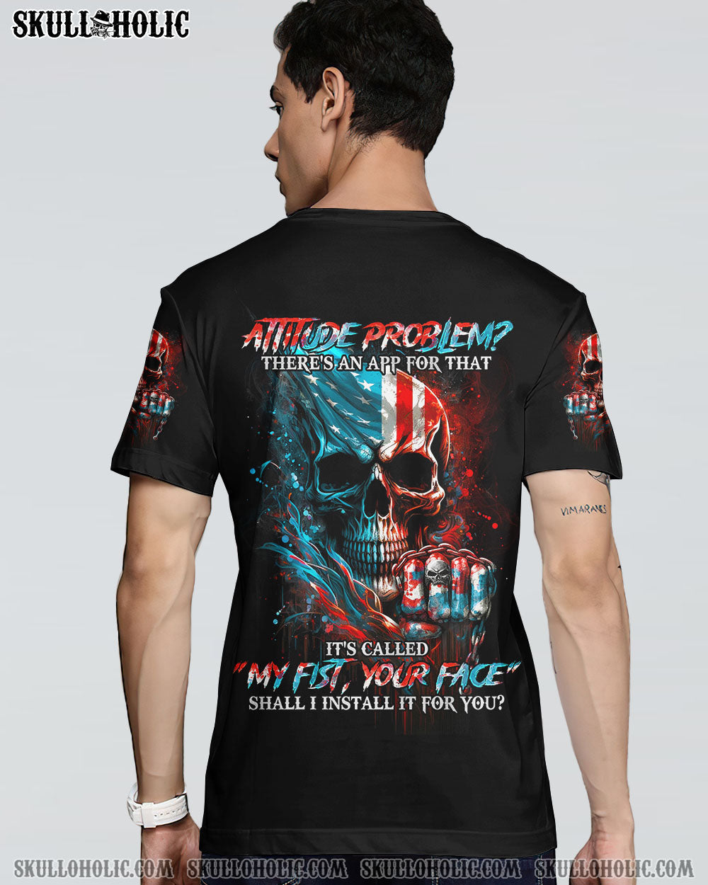 ATTITUDE PROBLEM SKULL FLAG ALL OVER PRINT - TLNO1803233