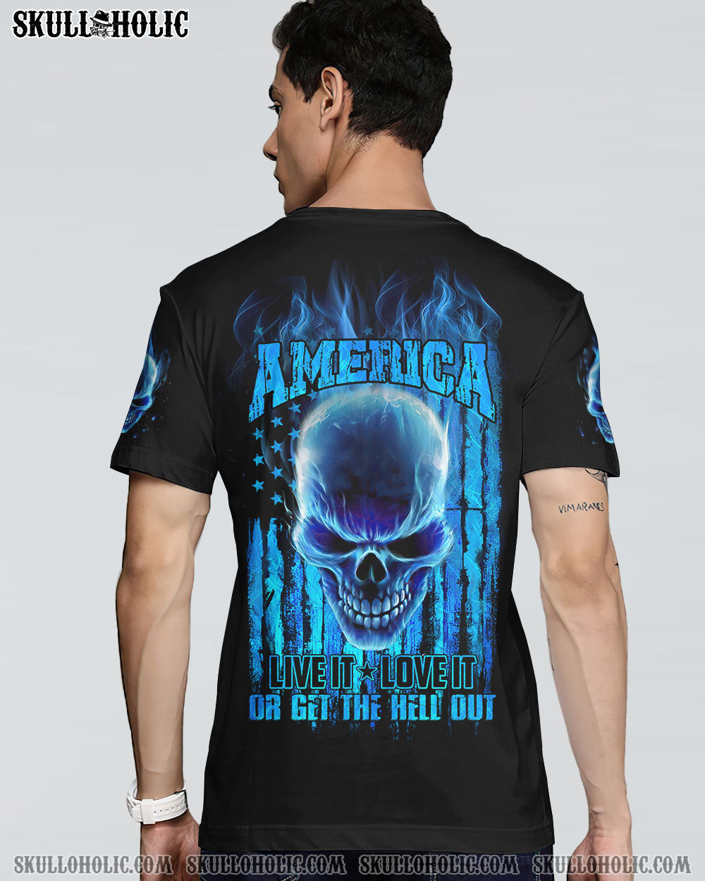 AMERICA LIVE IT FIRE SKULL FLAG ALL OVER PRINT - TLNO0510222