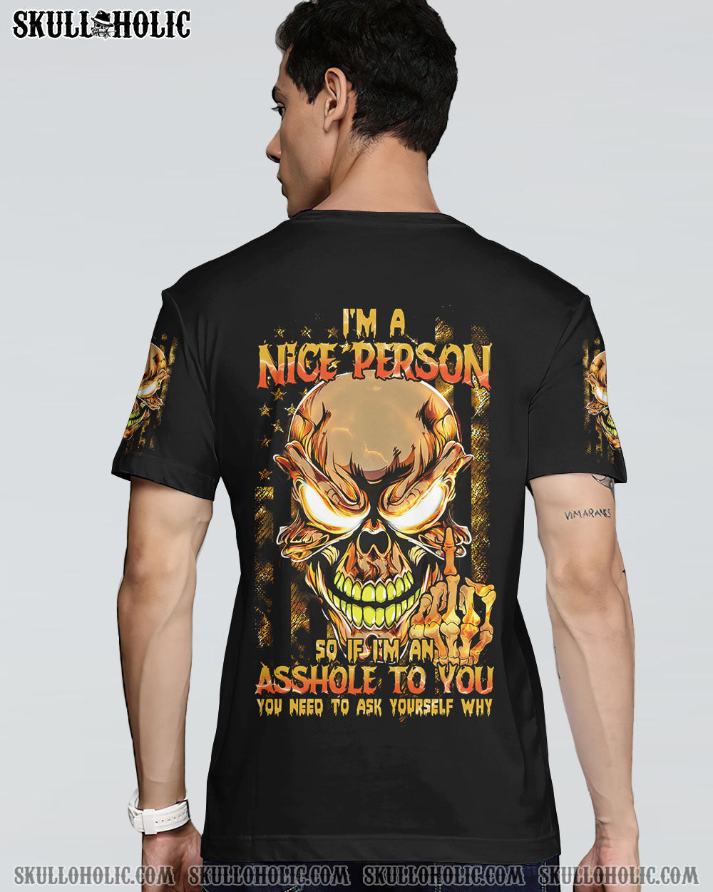I'M A NICE PERSON FIRE SKULL FLAG ALL OVER PRINT - TLTM2710223