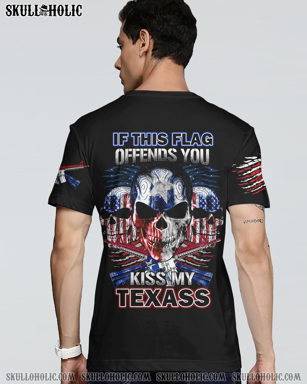 IF THE FLAG OFFENDS YOU TEXAS PATRIOTIC SKULL ALL OVER PRINT - YHTG2909223