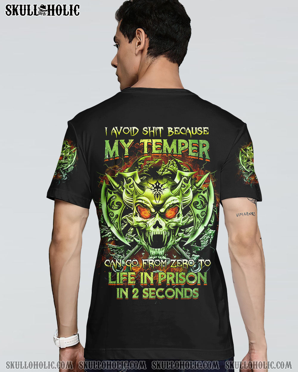 MY TEMPER CAN GO FROM ZERO SKULL ALL OVER PRINT - YHTG0710222