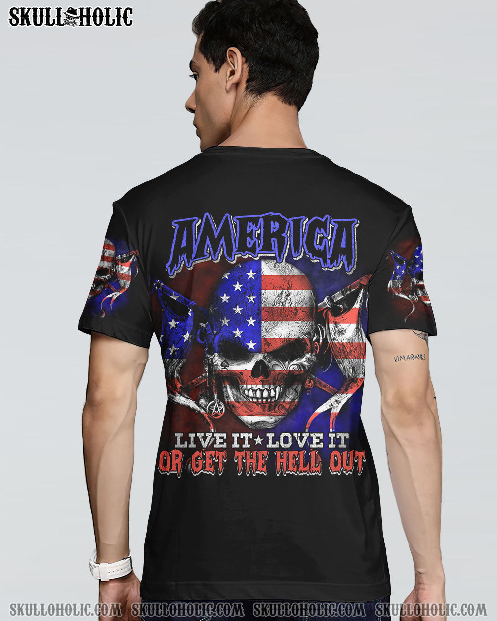 AMERICA LIVE IT SKULL FLAG ALL OVER PRINT - TLTM270922
