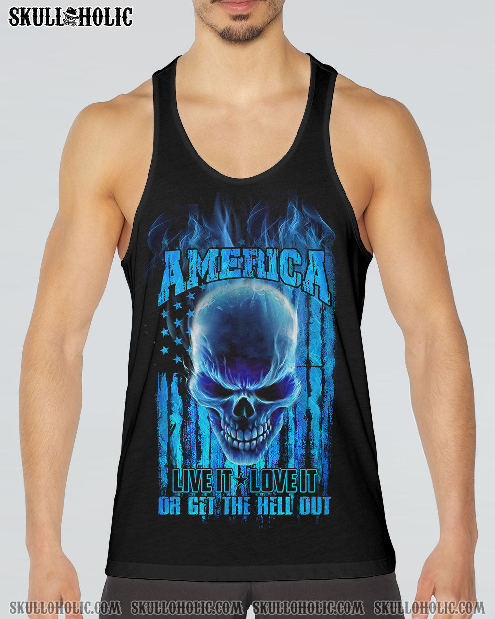 AMERICA LIVE IT FIRE SKULL FLAG ALL OVER PRINT - TLNO0510222