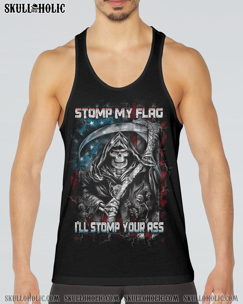STOMP MY FLAG PATRIOTIC SKULL REAPER ALL OVER PRINT - YHTH1509221