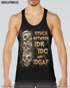 STUCK BETWEEN IDK IDC AND IDGAF SKULL ALL OVER PRINT - YHLN2312221