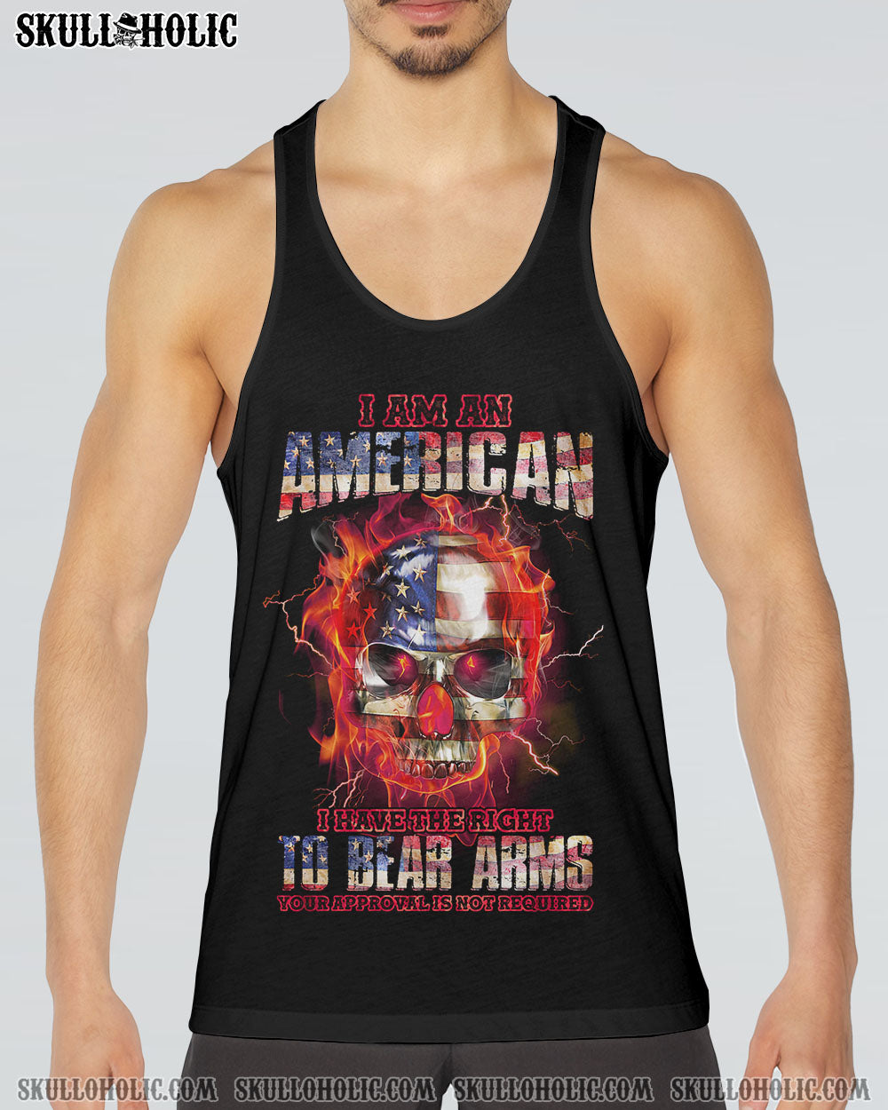 I AM AN AMERICAN FIRE SKULL FLAG ALL OVER PRINT - TLNZ1409221