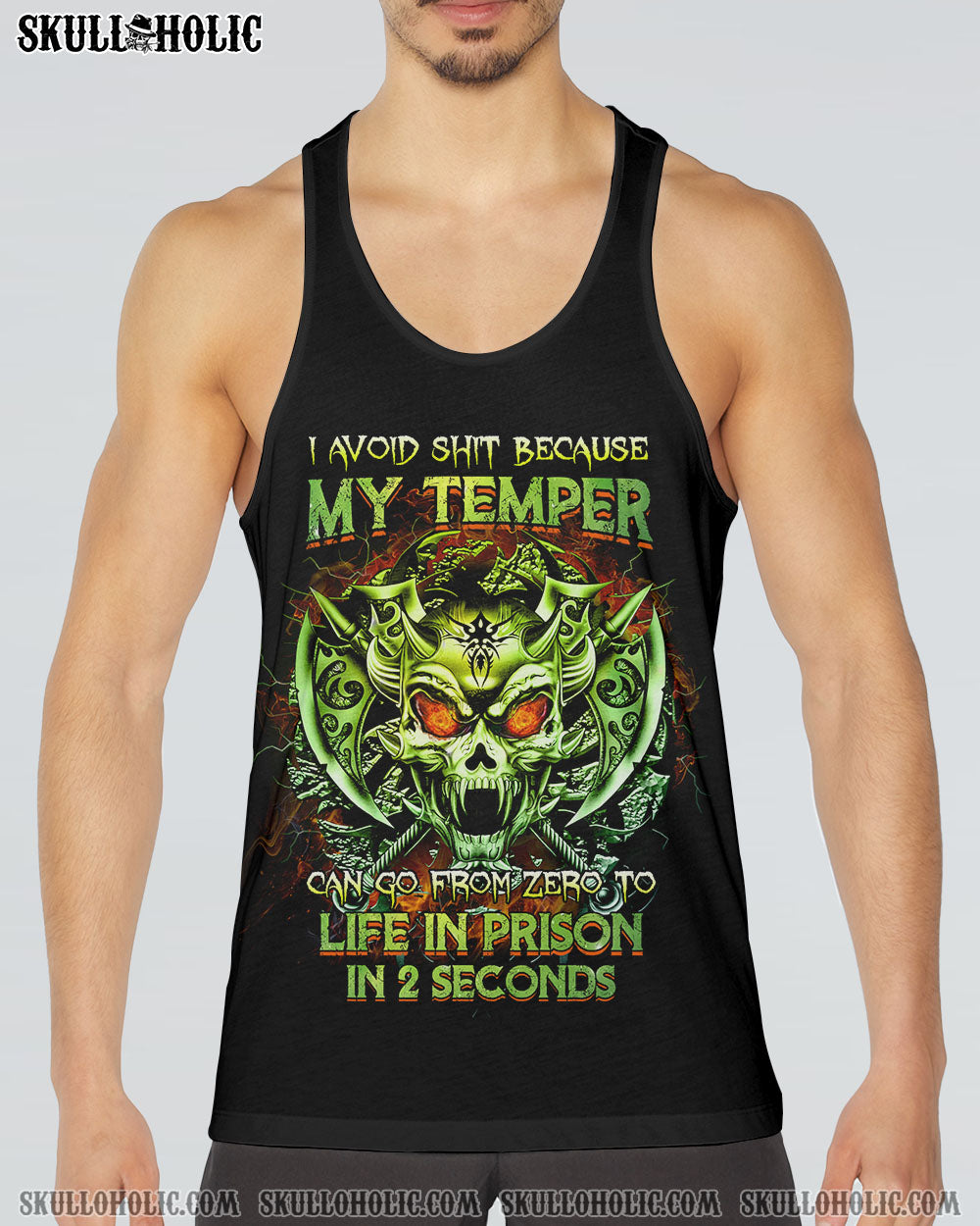 MY TEMPER CAN GO FROM ZERO SKULL ALL OVER PRINT - YHTG0710222