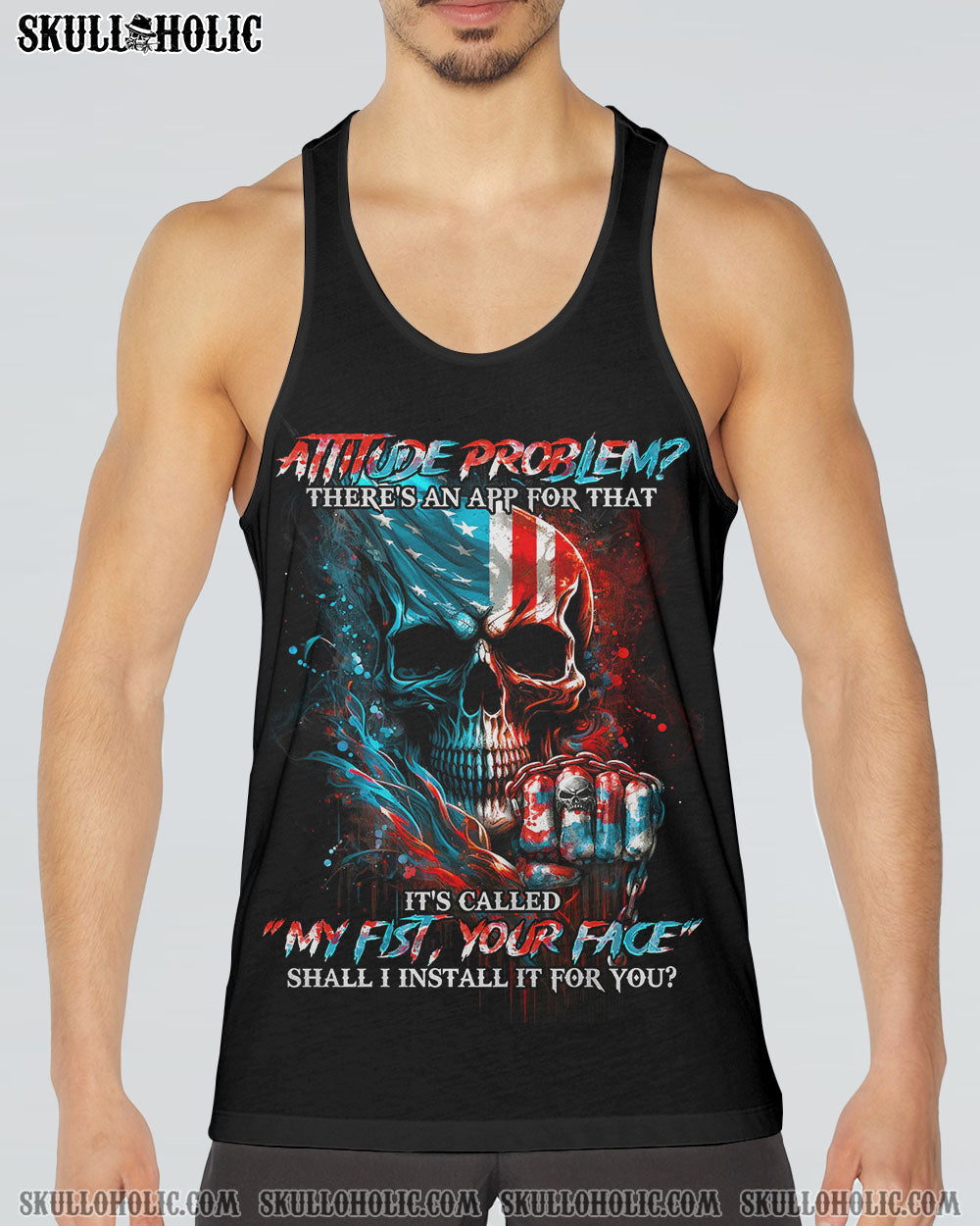 ATTITUDE PROBLEM SKULL FLAG ALL OVER PRINT - TLNO1803233