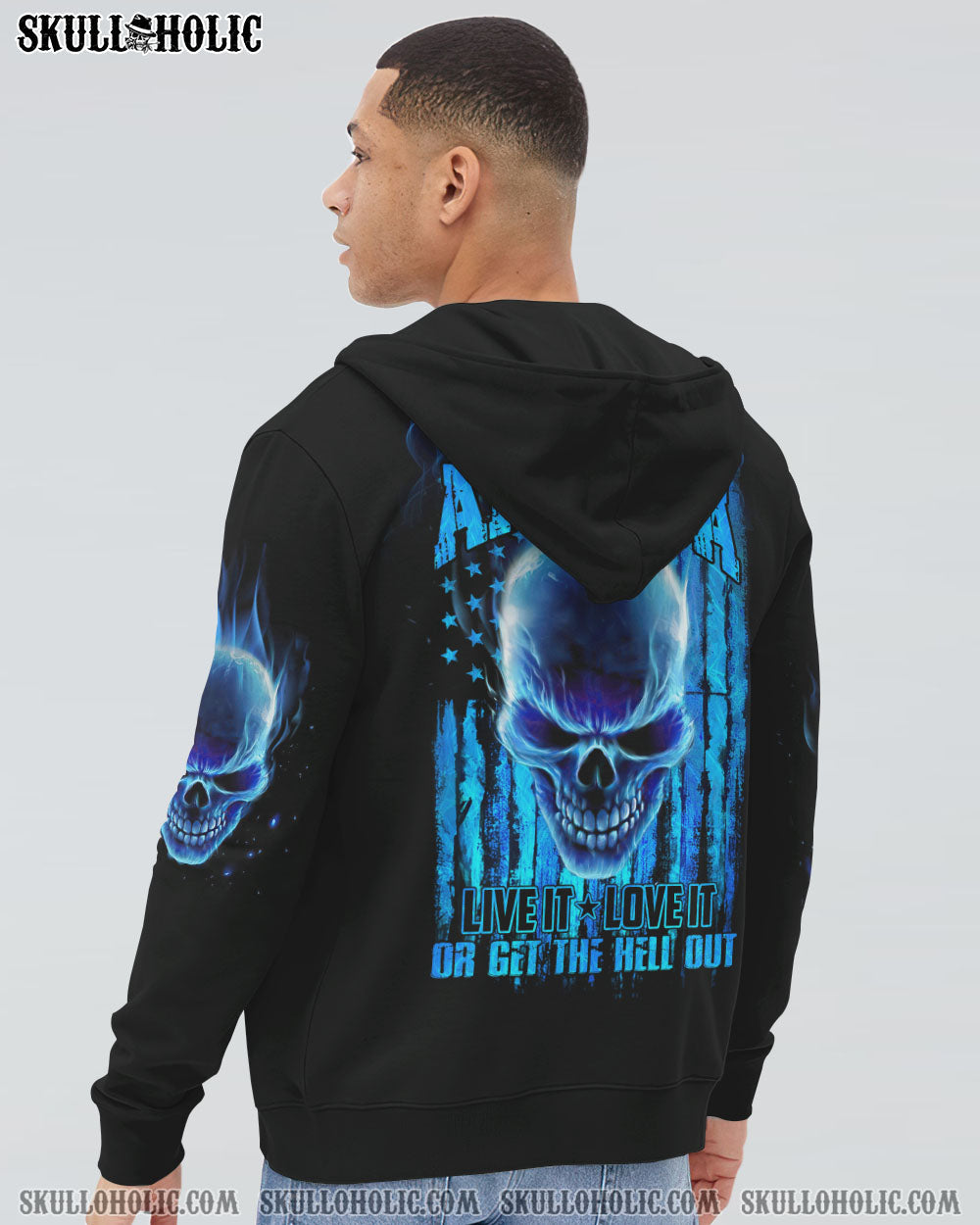 AMERICA LIVE IT FIRE SKULL FLAG ALL OVER PRINT - TLNO0510222