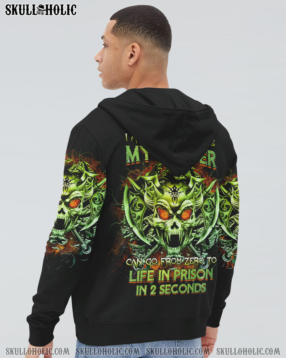 MY TEMPER CAN GO FROM ZERO SKULL ALL OVER PRINT - YHTG0710222
