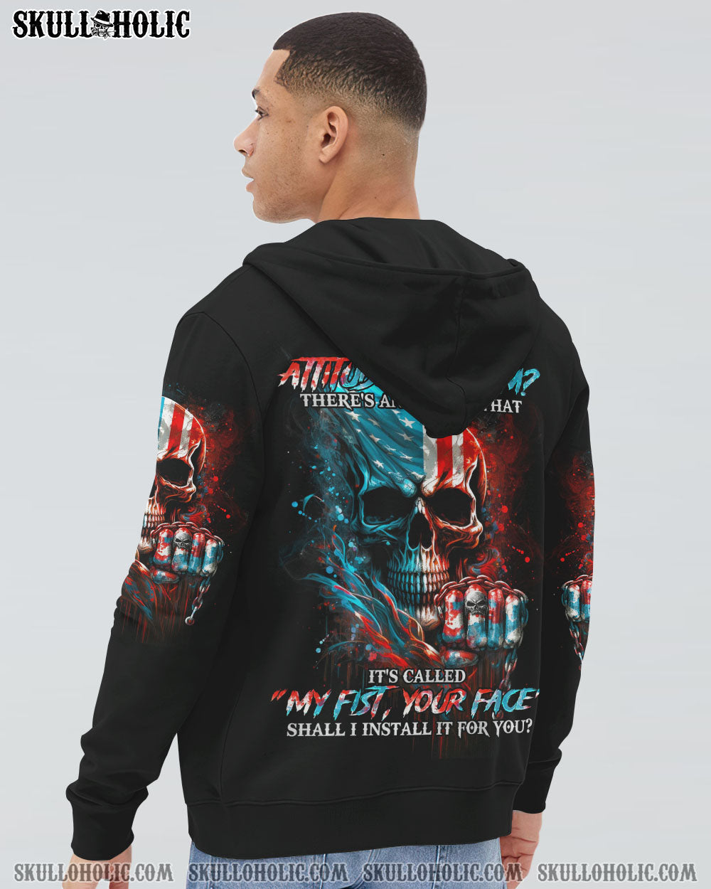 ATTITUDE PROBLEM SKULL FLAG ALL OVER PRINT - TLNO1803233