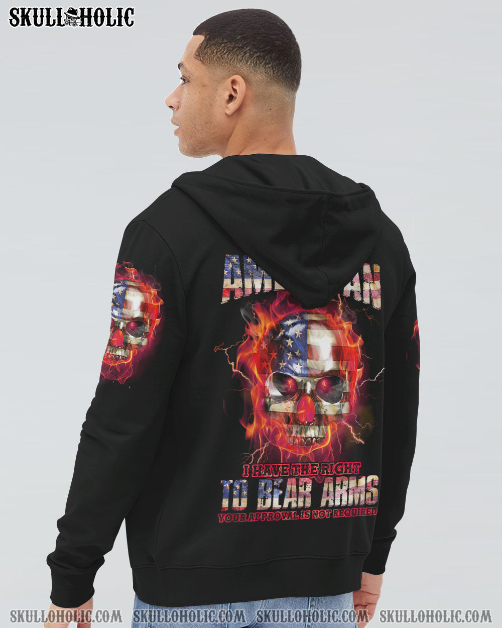 I AM AN AMERICAN FIRE SKULL FLAG ALL OVER PRINT - TLNZ1409221