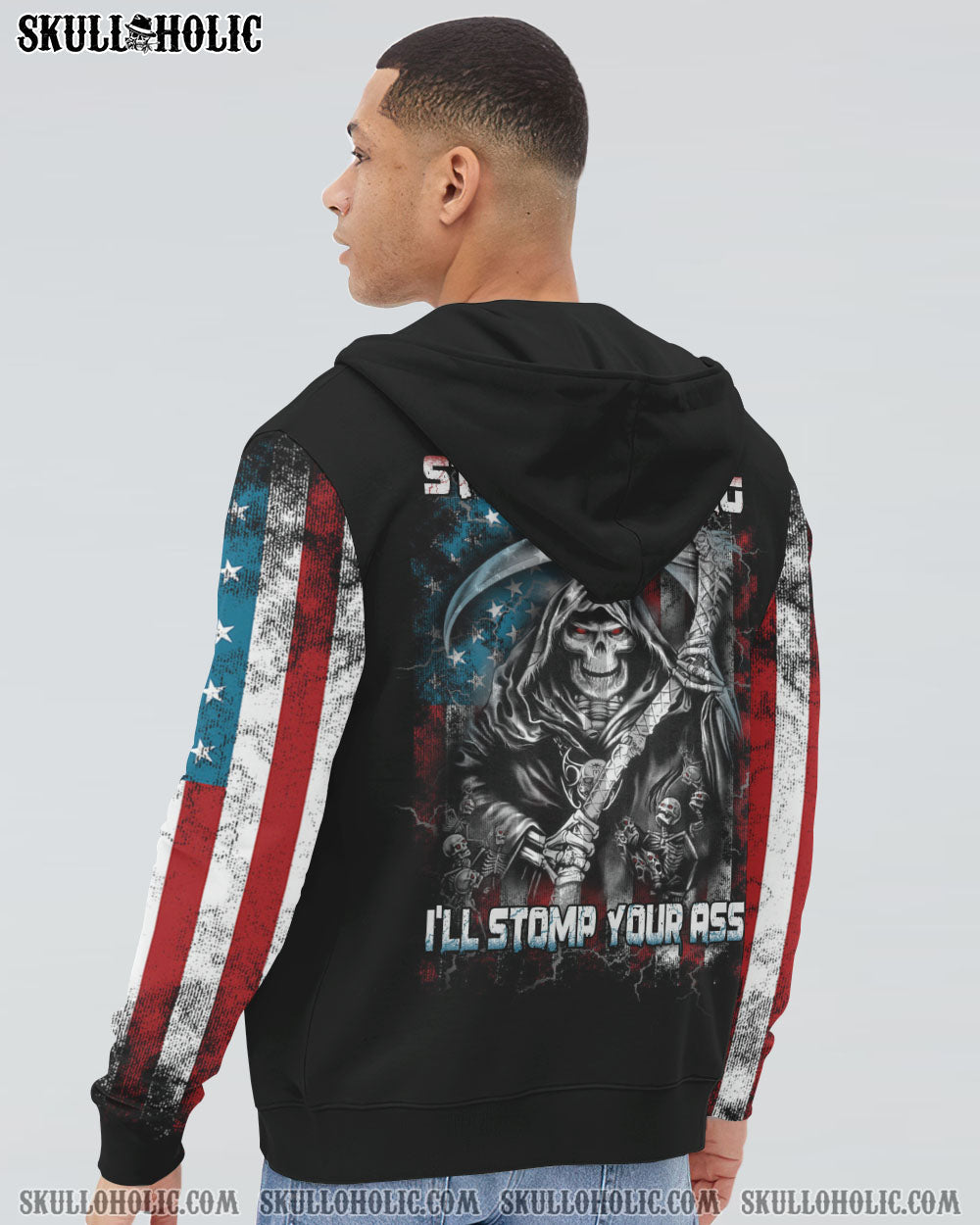 STOMP MY FLAG PATRIOTIC SKULL REAPER ALL OVER PRINT - YHTH1509221