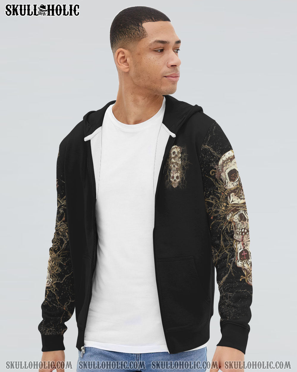 STUCK BETWEEN IDK IDC AND IDGAF SKULL ALL OVER PRINT - YHLN2312221