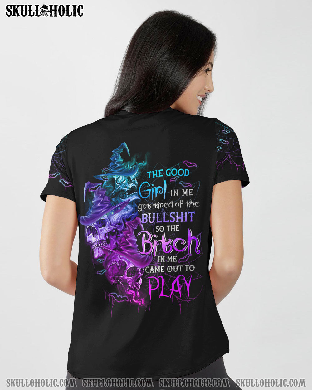 THE GOOD GIRL IN ME GOT TIRED SKULL WITCH HALLOWEEN ALL OVER PRINT - YHTG0908222
