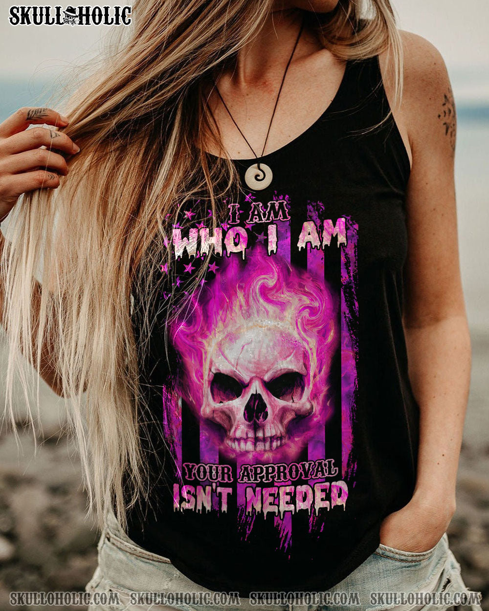 I AM WHO I AM FIRE SKULL FLAG ALL OVER PRINT - TLNZ0312223