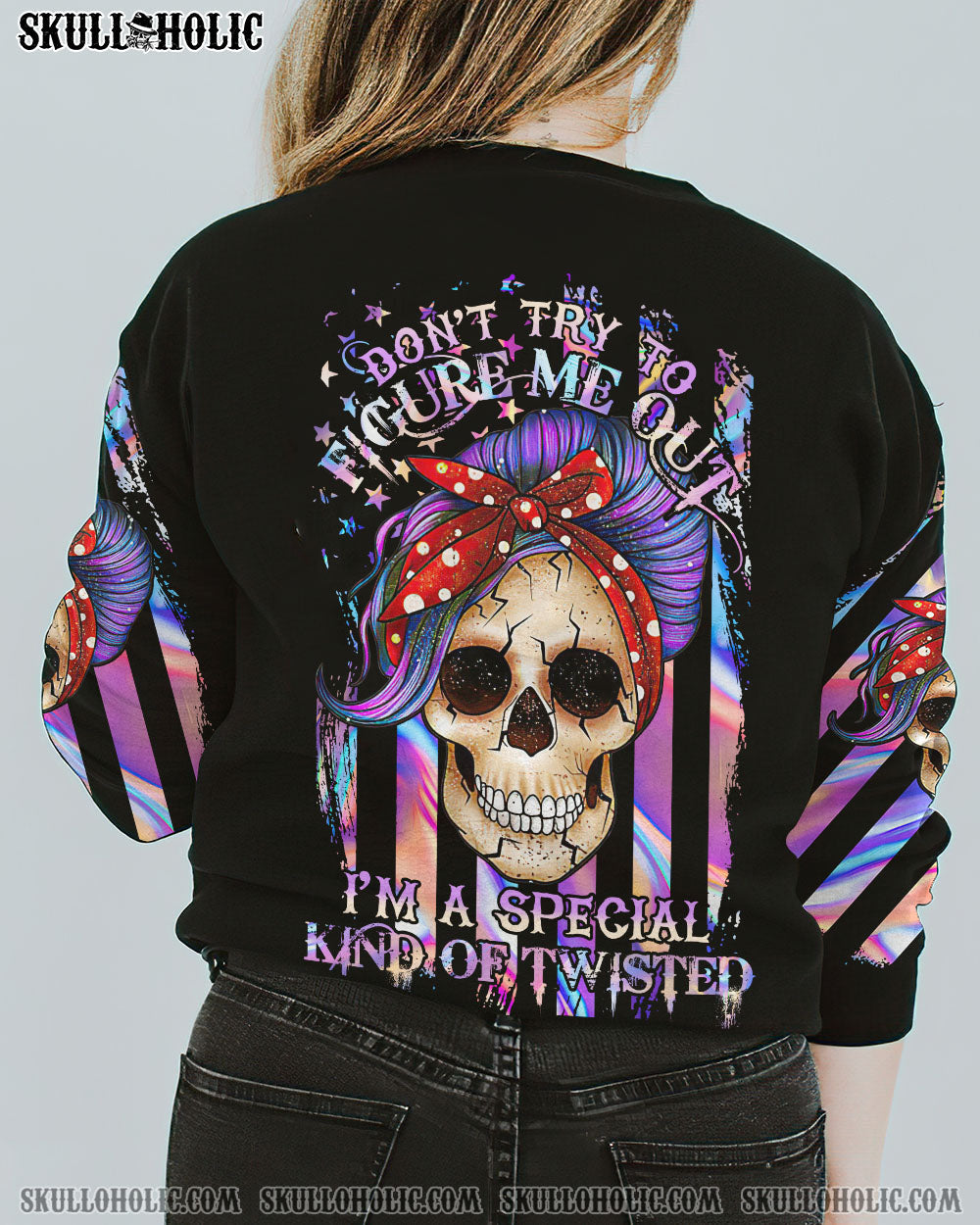 DON'T TRY TO PURPLE MESSY BUN FLAG ALL OVER PRINT - TLTR1512222