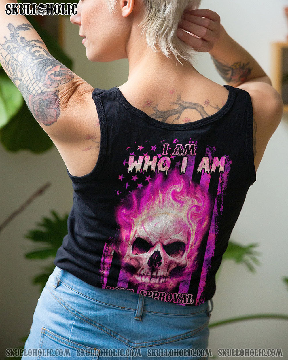 I AM WHO I AM FIRE SKULL FLAG ALL OVER PRINT - TLNZ0312223