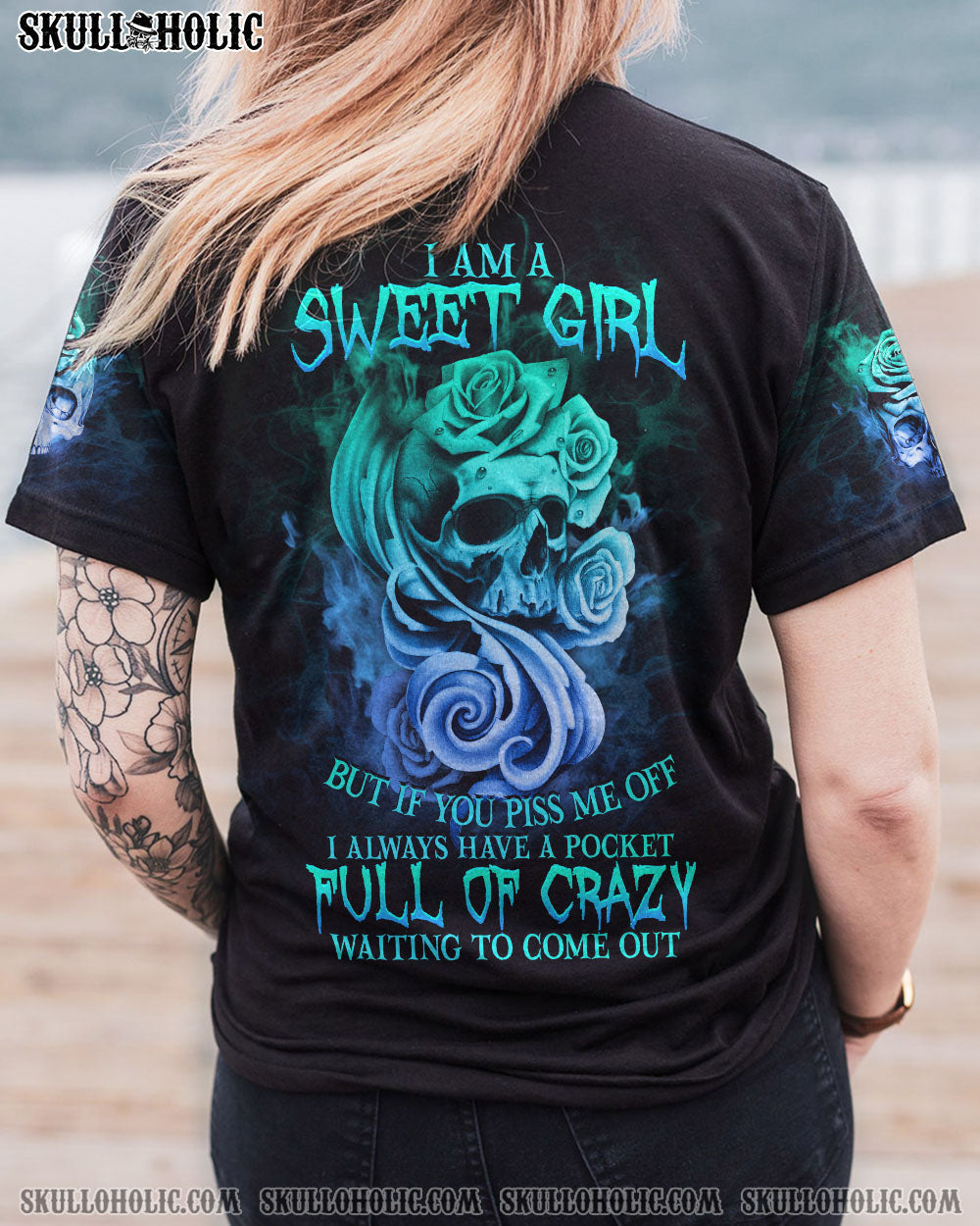 I AM A SWEET GIRL SKULL ROSE ALL OVER PRINT - YHHG2109221