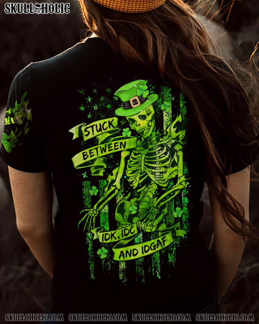 STUCK BETWEEN SKELETON FLAG PATRICK'S DAY ALL OVER PRINT - TLTW1801232