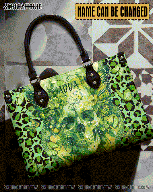 SKULL BUTTERFLY LEOPARD LEATHER HANDBAG - TYTD0404241