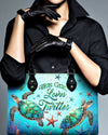 This Girl Loves Turtles Leather Handbag