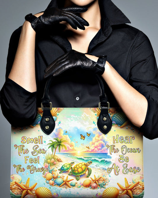 Smell The Sea Feel The Breeze Turtle Leather Handbag