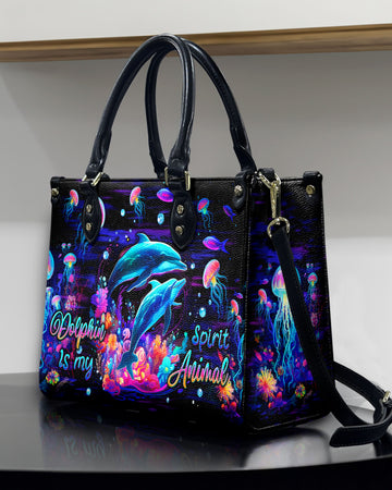 Dolphin Is My Spirit Animal Leather Handbag