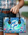 Dolphin Moon Floral Leather Handbag