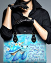 Smell The Sea Feel The Breeze Turtle Leather Handbag