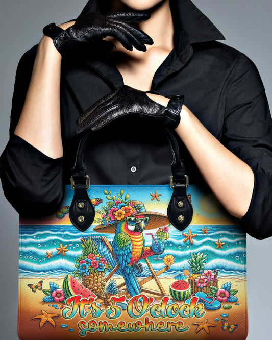 It'S 5 O'Clock Somewhere Parrot Leather Handbag