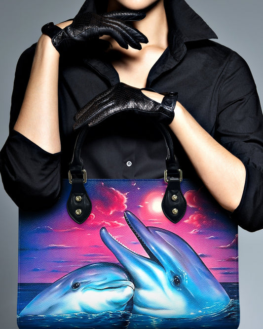 Dolphin Love Beach Leather Handbag