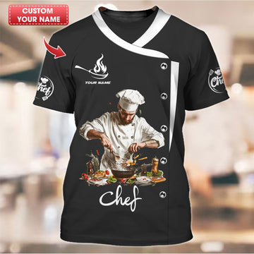 BigCrowns | Master Chef in Action with Dynamic Kitchen Scene Personalized Chef Shirt