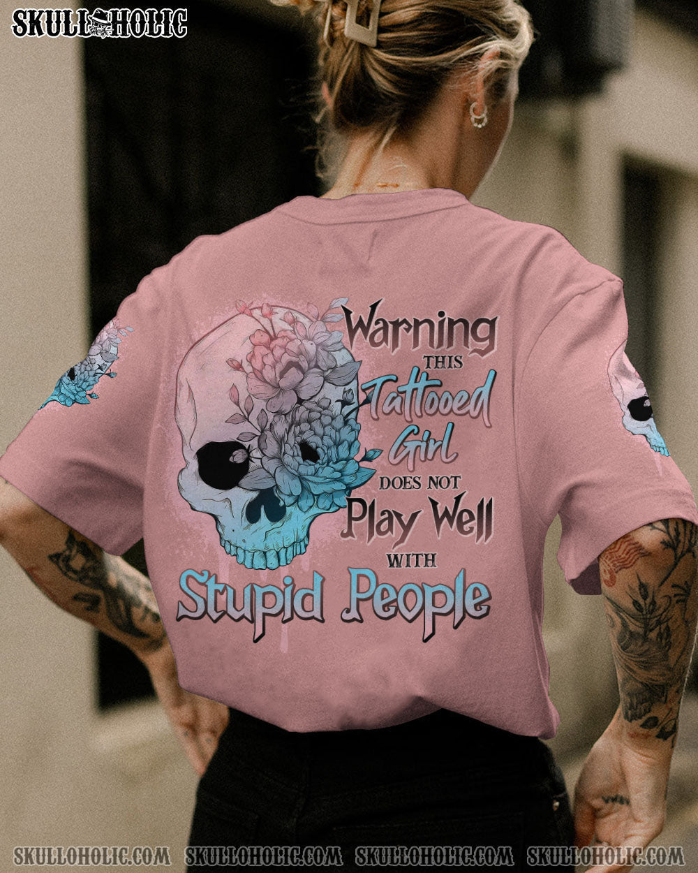 WARNING THIS TATTOOED GIRL PINK ALL OVER PRINT - TLNO1711222