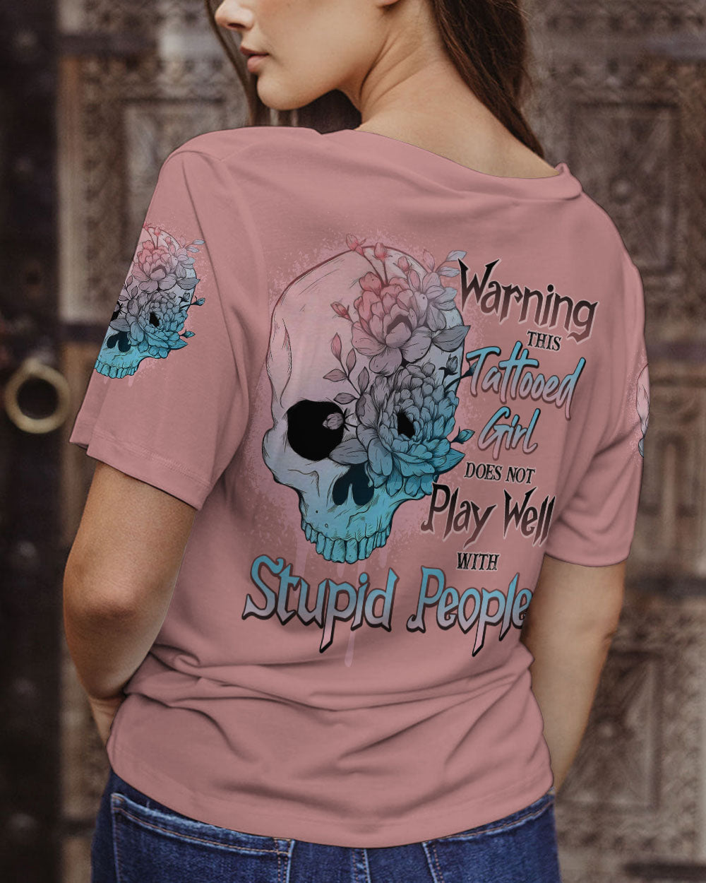 WARNING THIS TATTOOED GIRL PINK ALL OVER PRINT - TLNO1711222