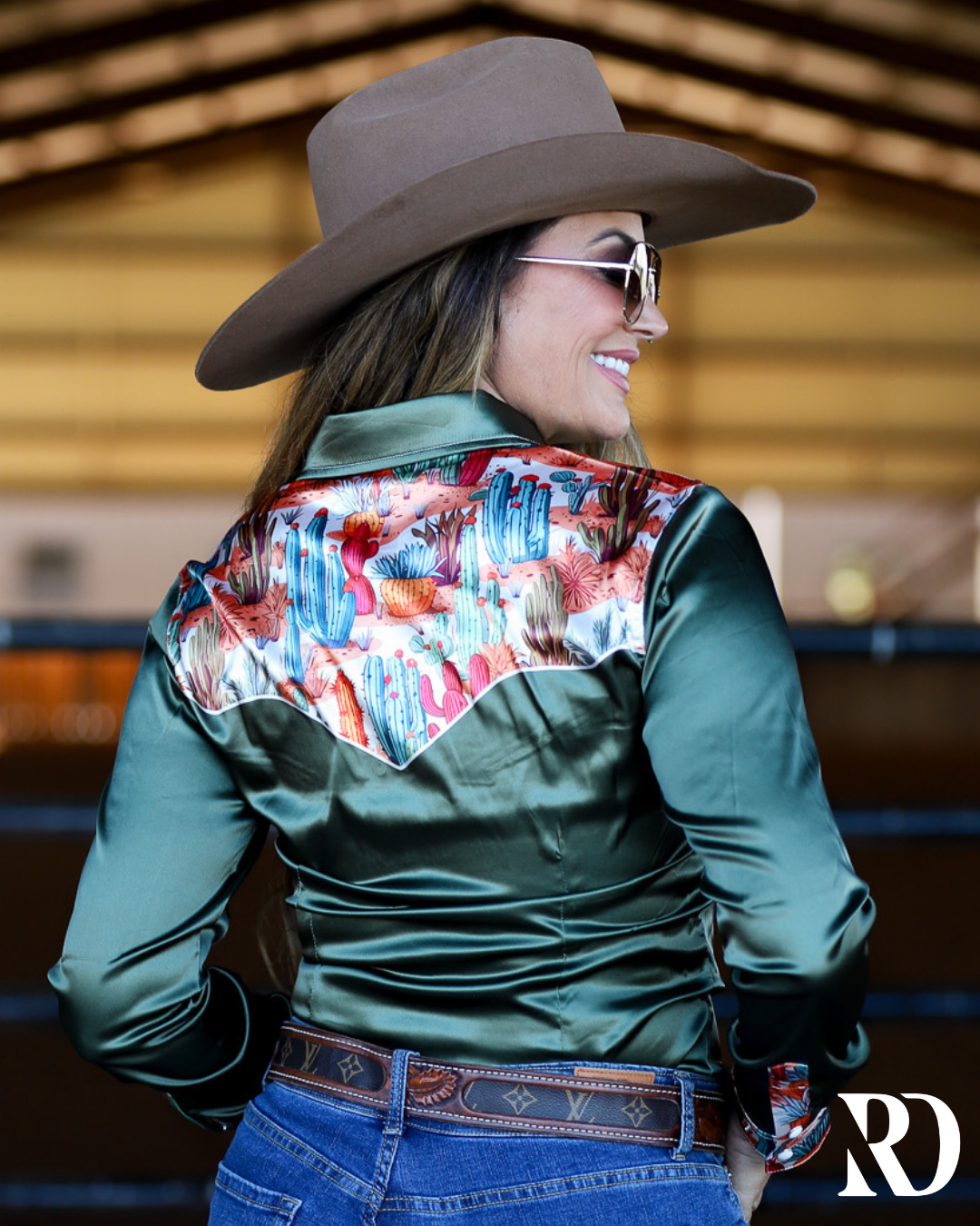 OLIVE SIERRA SATIN PERFORMANCE RODEO SHIRT